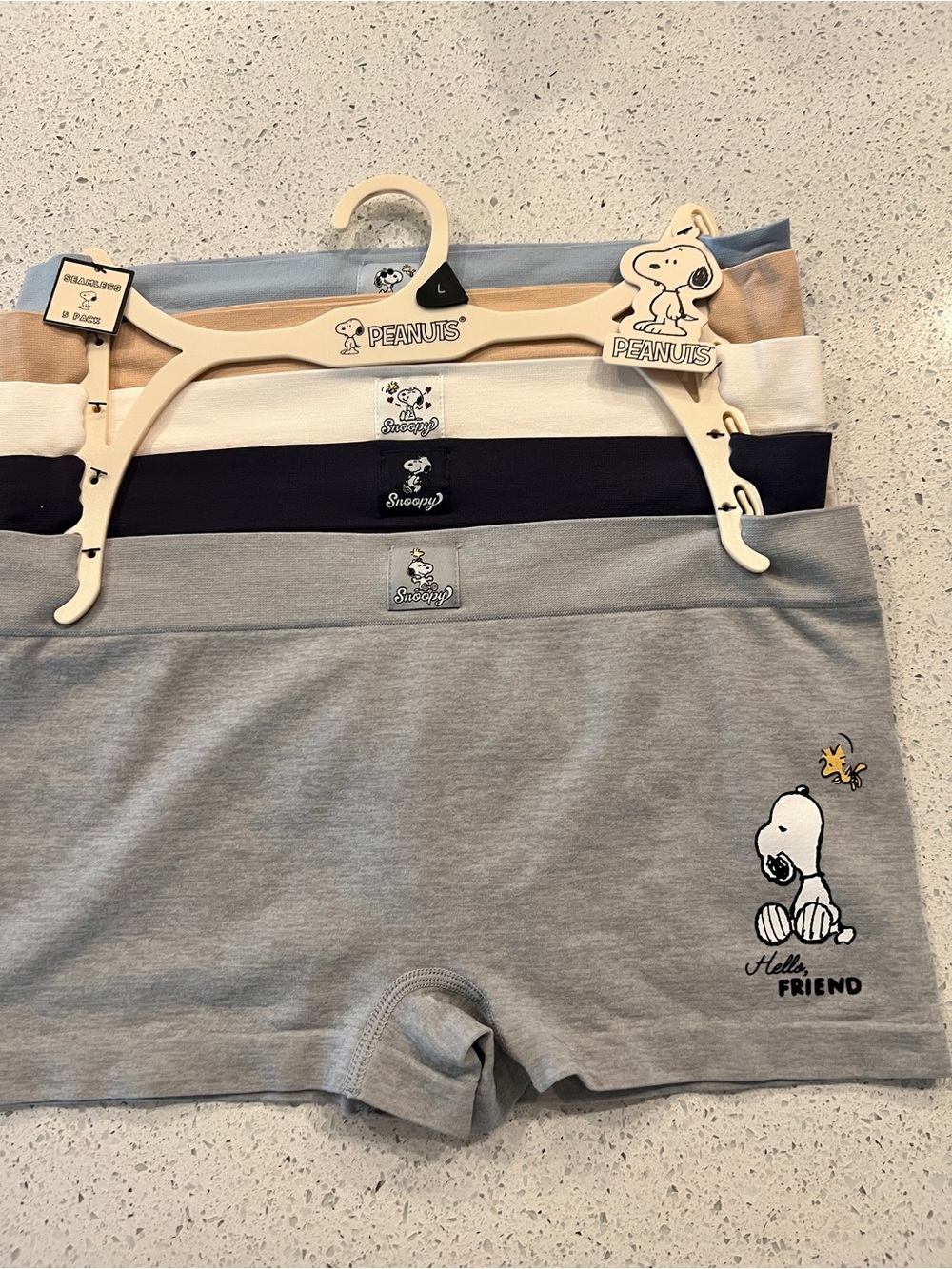 Peanuts Snoopy 5 pack panties, hello friend with woodstock  L